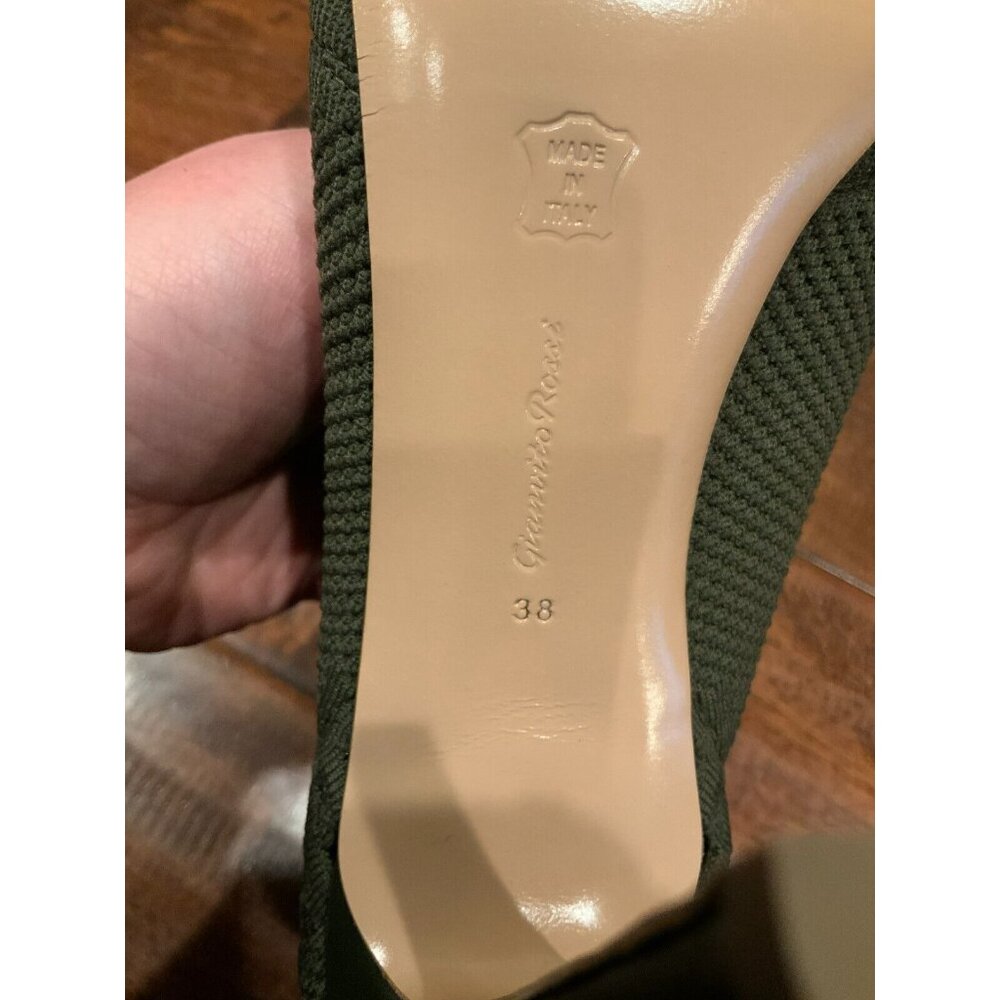 Gianvito Rossi Knit Vires Green 5 Star Knit Fabric Peep Toe Booties, Size 8 / 38 - Picture 10 of 10